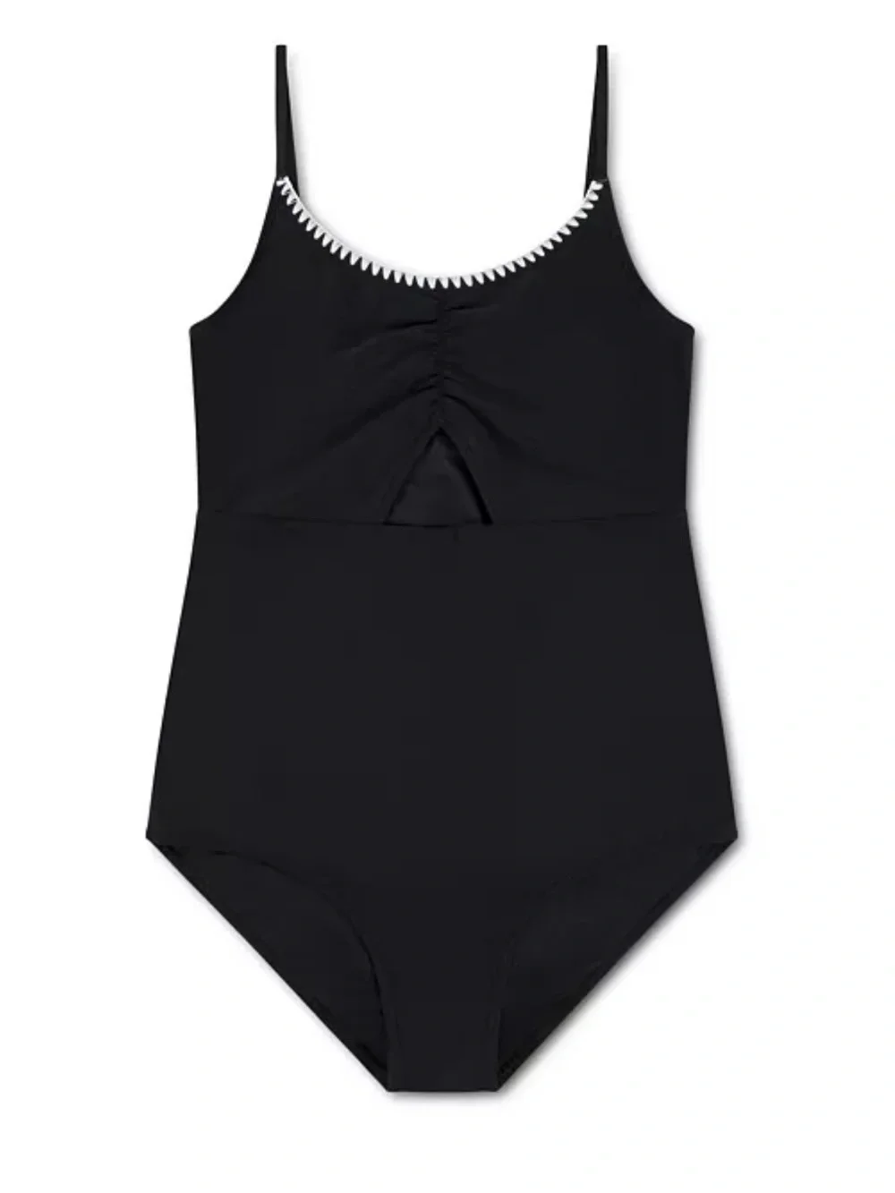 Abercrombie Kids Girls' Cinched Cutout Round Neck One-Piece Swimsuit-Size 15/16